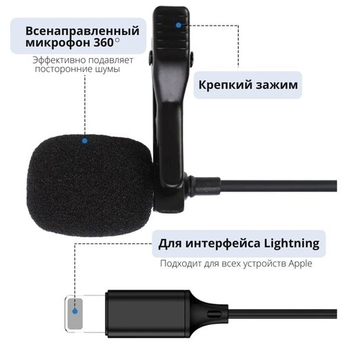 Микрофон петличный для iPhone айфона с разъемом Lightning 68900₽