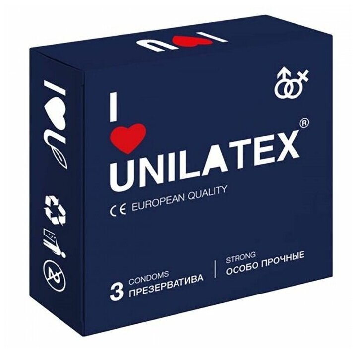 Ультрапрочные презервативы Unilatex Extra Strong - 3 шт, цвет не указан