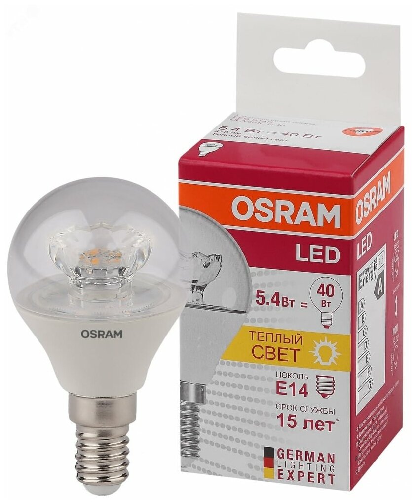 Лампа светодиодная OSRAM Led Star Classic P 40 830 CL E14 P43