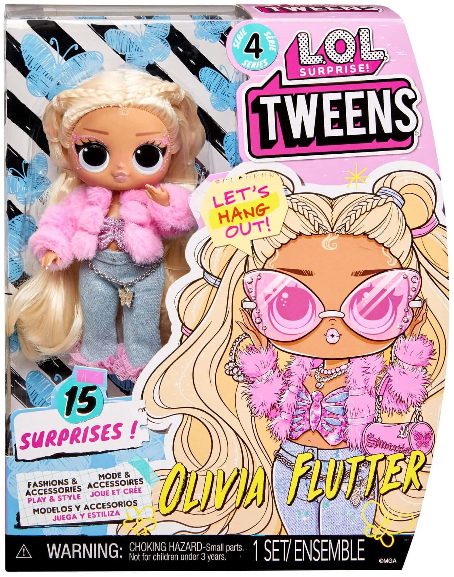 Кукла L. O. L. SURPRISE! Tweens Fashion Doll Olivia Flutter 4 series, ЛОЛ сюрприз твинс фэшион долл- Оливия Флаттер, 16,5 см. 588733