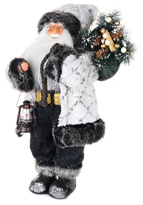 Фигурка Maxitoys Дед Мороз в белой шубе с фонариком, 61 см