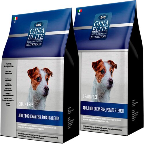 GINA ELITE GRAIN FREE ADULT DOG MEDIUM BREED OCEAN FISH, POTATO & LEMON беззерновой для взрослых собак средних пород с рыба,картофель,лимон (1 + 1 кг)