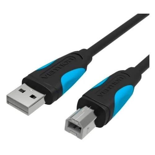 Кабель Vention USB 2.0 AM/BM (VAS-A16-B-200), 2 м, 1 шт., черный кабель vention usb 2 0 am bm vas a16 b 300 3 м 1 шт черный