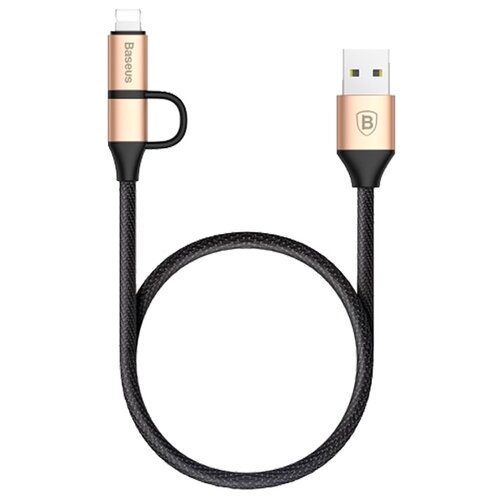 фото Кабель Baseus Yiven 2-1 USB - microUSB/Lightning (CAMLYW) 1 м черный/золотистый