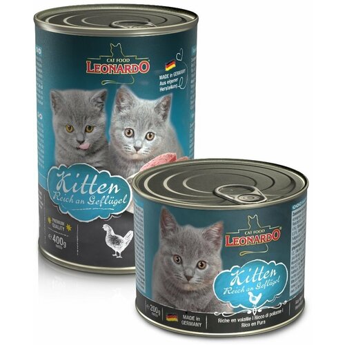 консервы для котят leonardo с птицей 85 г Консервы Leonardo Quality Selection Kitten Rich In Poultry с птицей для котят - 10 банок по 200 г.
