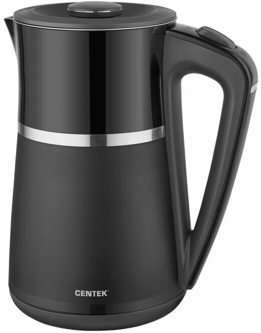 Чайник Centek CT-0028 Black 1.7л <2200W> двойной корпус - сталь+пластик