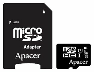 Карта памяти Apacer microSDHC Card Class 10 UHS-I U1 + SD adapter