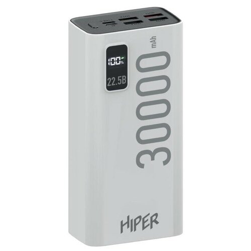 Внешний аккумулятор Hiper EP 30000 30000 мАч 3A 4USB QC PD дисплей белый 403100₽