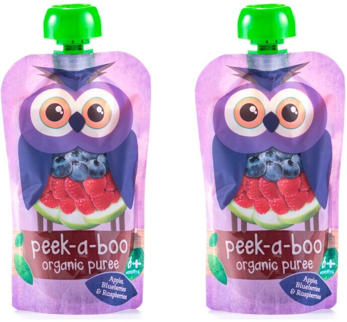 Пюре Peek-a-boo из яблок малины и черники 113г GO Fruselva S. C. - фото №1