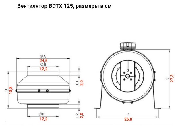 Круглый канальный вентилятор BVN BDTX 125 - фотография № 5