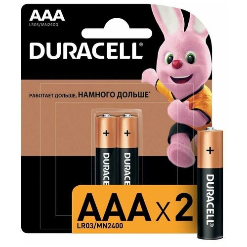 Duracell Батарейка алкалиновая AAA LR03/MN2400 Basic 1.5v (блистер 2 шт.) батарейка алкалиновая duracell lr03 mn2400 aaa 1 5v упаковка 2 шт lr03 mn2400 bl 2