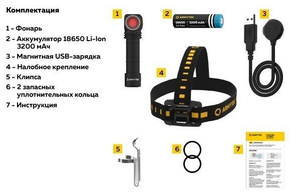 Универсальный фонарь ARMYTEK Wizard C2 WR Magnet USB, черный / желтый [f06901c] - фото №3