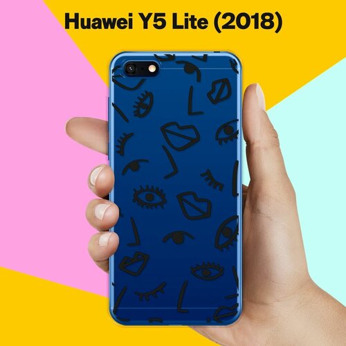 Силиконовый чехол Глаза и губы на Huawei Y5 Lite (2018) силиконовый чехол горы и лес на huawei y5 lite 2018