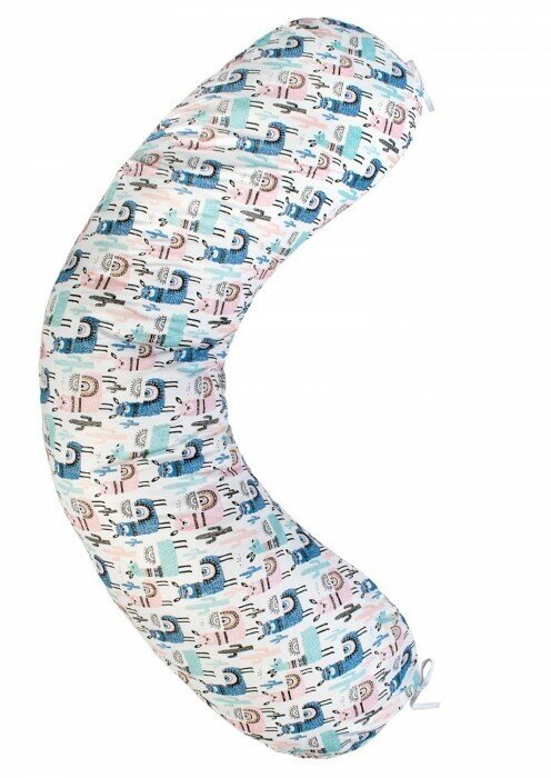 Наволочка к подушке для беременных Ламы 170х25 см Голубой/Розовый