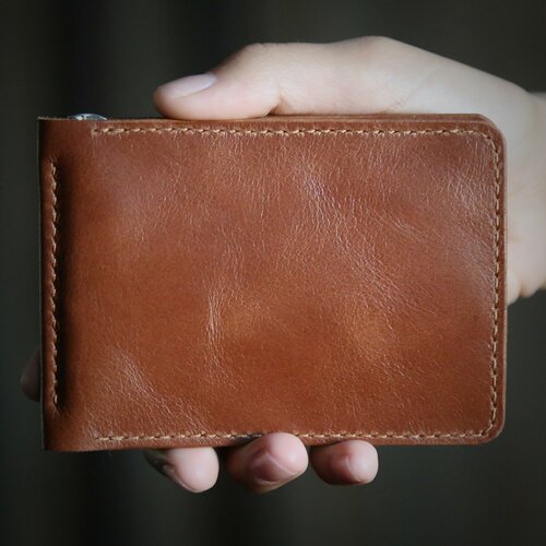 фото Зажим для купюр konkovstudio, натуральная кожа, черный