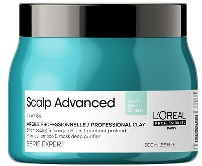 LOreal Professionnel Serie Expert Scalp Advanced Шампунь-маска с глиной для глубокого очищения жирной кожи головы 500 мл