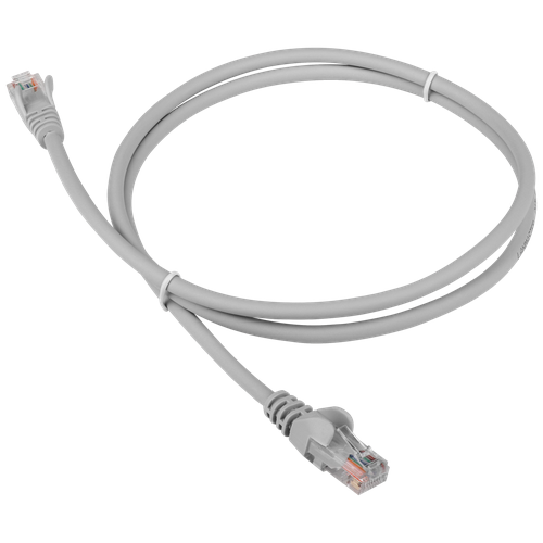 Патч-корд RJ45 - RJ45, 4 пары, UTP, категория 6, 1 м, серый, LANMASTER LAN6-45-45-1.0-GY