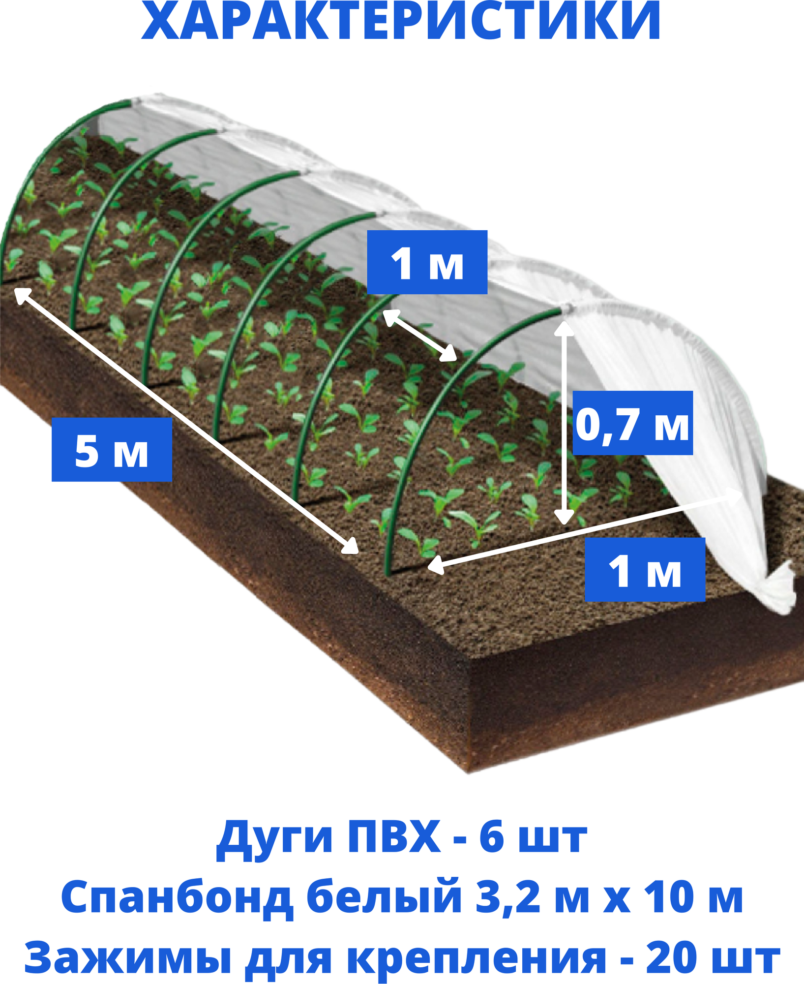 Парник, теплица для рассады, для дачи, 5 м х 0,7 м х 1 м - фотография № 2