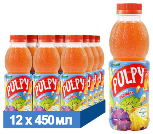 Напиток сокосодержащий Pulpy Тропический, 0.45 л, 12 шт.