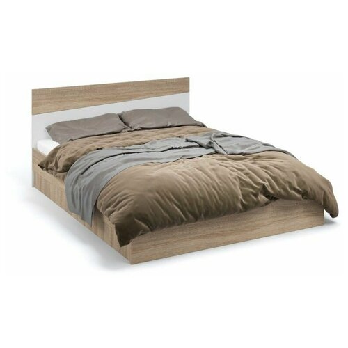 Кровать двуспальная белая 160х200 в спальню Антария сонома, белый ЛДСП Kronospan Австрия