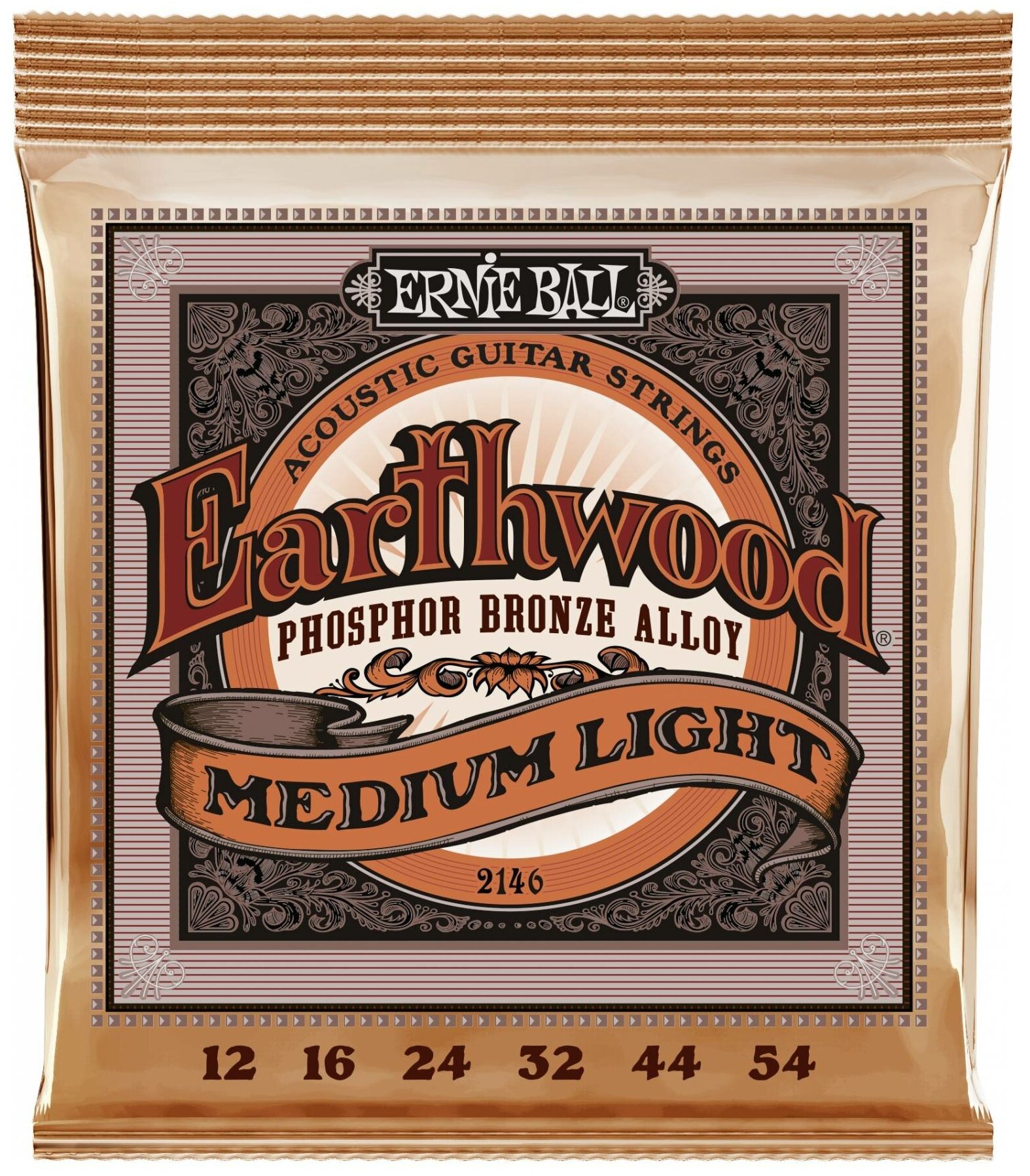 ERNIE BALL 2146 Earthwood Phosphor Bronze Medium Light 12-54 - Струны для акустической гитары