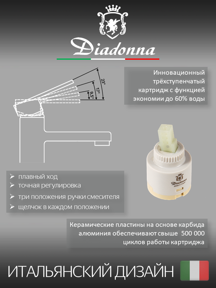 Смеситель на кухню Diadonna D99-449124WG длинный излив, картридж 40 мм, светло-серый, крепление гайка - фотография № 4