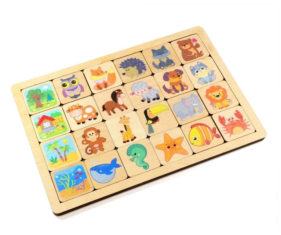 Развивающая игра Десятое Королевство "Кто где живет", из дерева, 228x152x4 мм