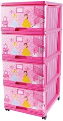 DDStyle Комод 4-х секционный «Две принцессы», с ящиками цвет розовый