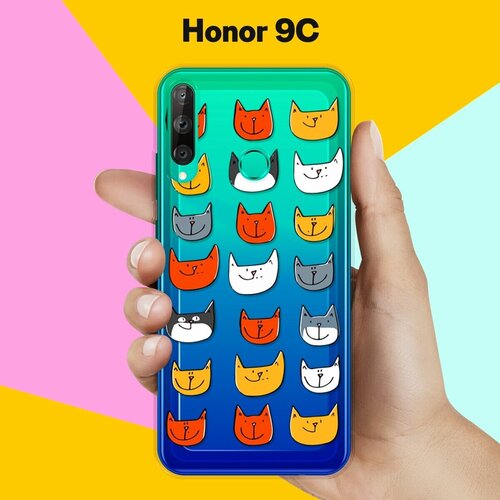 Силиконовый чехол Узор из котов на Honor 9C силиконовый чехол узор из сердец на honor 9c