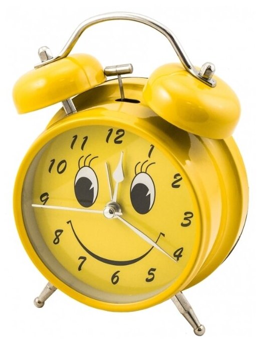 Часы будильник D-11,6 см Смайл жёлтый, 91863