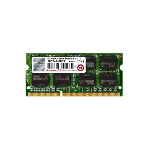 Модуль памяти SODIMM DDR3 4GB Transcend TS512MSK64V6H PC3-12800 1600MHz 1Rx8 CL11 15V 260800₽