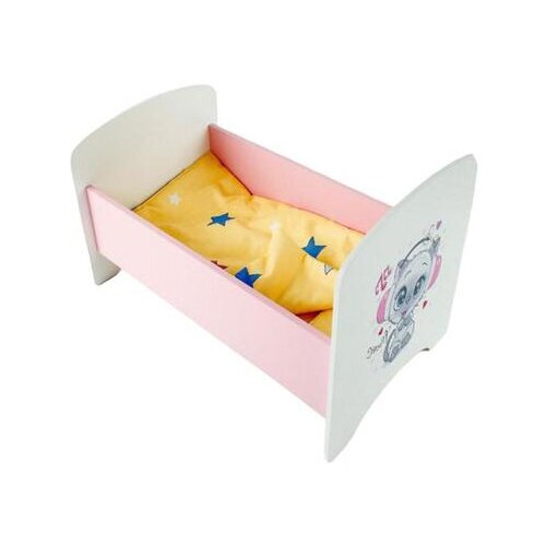 фото Кукольная кроватка коняша кроватка "котенок в наушниках" кр001кн (для кукол до 40 см, с постельным бельём)