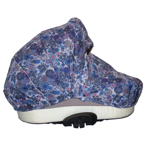 фото ЮнитВарм чехол на коляску утепленный синие цветы на светло-сером