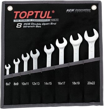 Набор ключей рожк. 6-22мм 8шт (черное полотно) TOPTUL (GPAJ0802)