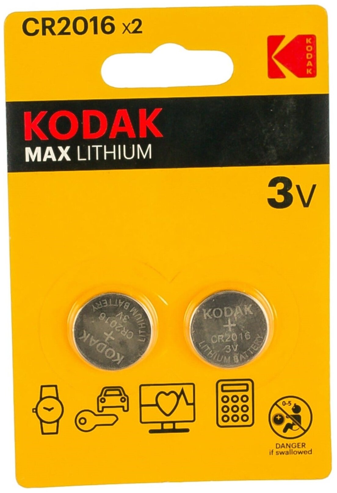 Kodak Батарейка Kodak CR2016-2BL, 2шт (30417663)
