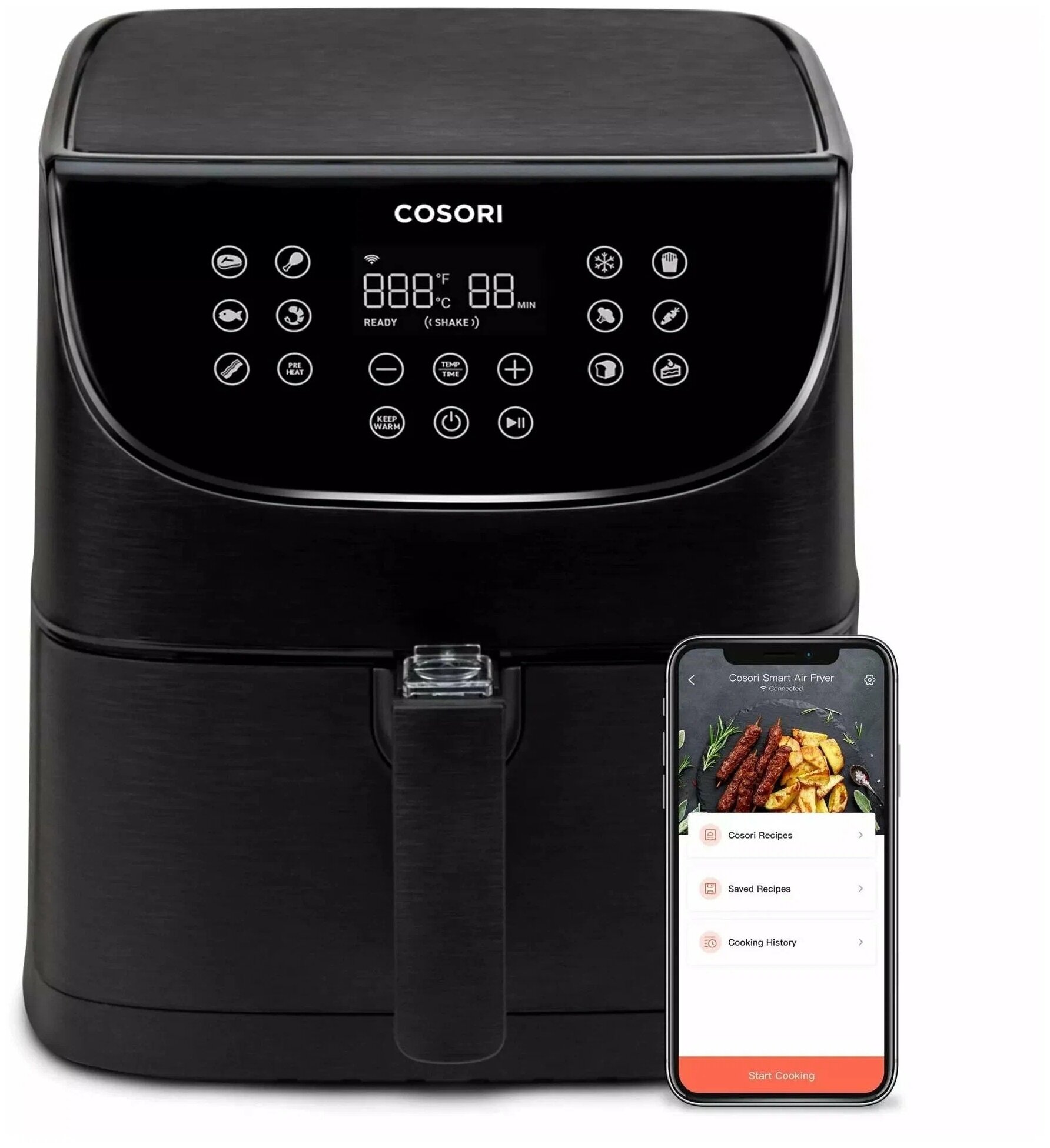 Умный аэрогриль аэрофритюрница COSORI Smart Air Fryer CS158-AF с Wi-Fi / Объем 5,5 л / 3D нагрев / 11 режимов / 100 рецептов в приложении - фотография № 18