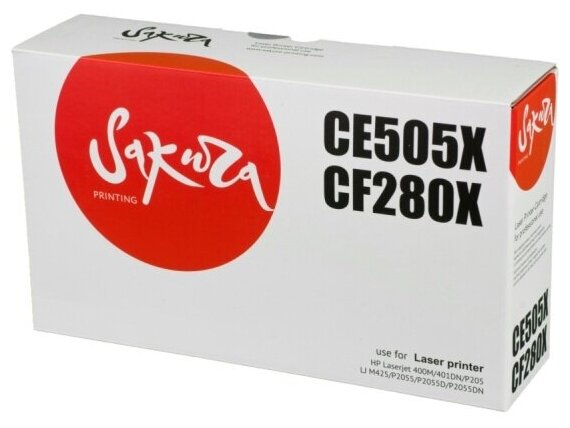 Картридж Sakura Printing Sakura CE505X/CF280X для HP DNP205/LJ 400M/LJ 401, черный, 6900 к.