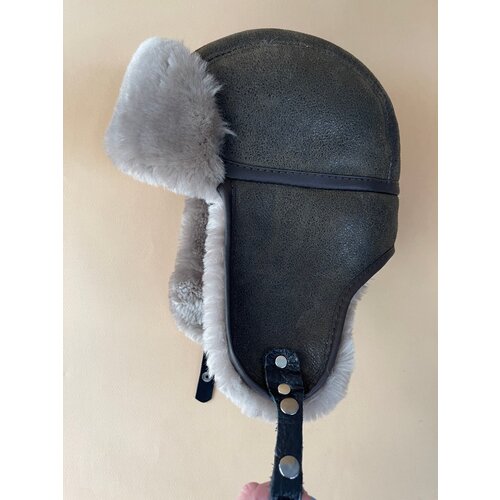 фото Шапка ушанка зимняя, размер 59, коричневый шапки шляпки