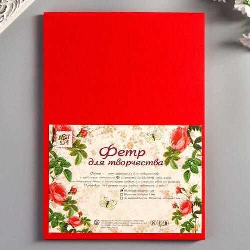 Фетр мягкий 1 мм Красный набор 10 листов формат А4 760₽