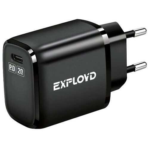 Сетевое зарядное устройство Exployd EX-Z-1332, USB-C, 3 А, 20 Вт, быстрая зарядка, черное сетевое зарядное устройство exployd ex z 1332 usb c 3 а 20 вт быстрая зарядка черное
