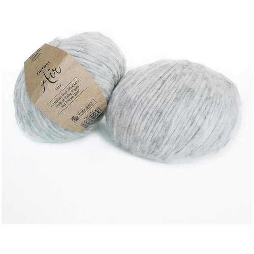 Пряжа для вязания Drops Air (Дропс Эйр), 2 мотка, цвет 04 - серый, состав: 65% Альпака, 28% Полиамид, 7% Шерсть, вес: 50 гр, длина: 150 м