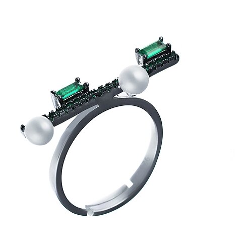 фото Кольцо из серебра 925 пробы с культивированным жемчугом и кубическим цирконием wsr26104-bh1_wp_001_wg element47