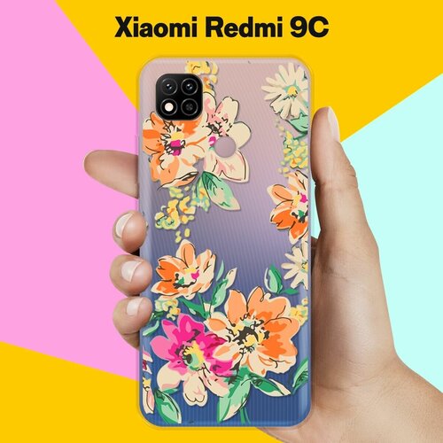 Силиконовый чехол Цветы оранжевые на Xiaomi Redmi 9C силиконовый чехол на xiaomi redmi s2 redmi y2 сяоми редми s2 фантастические цветы