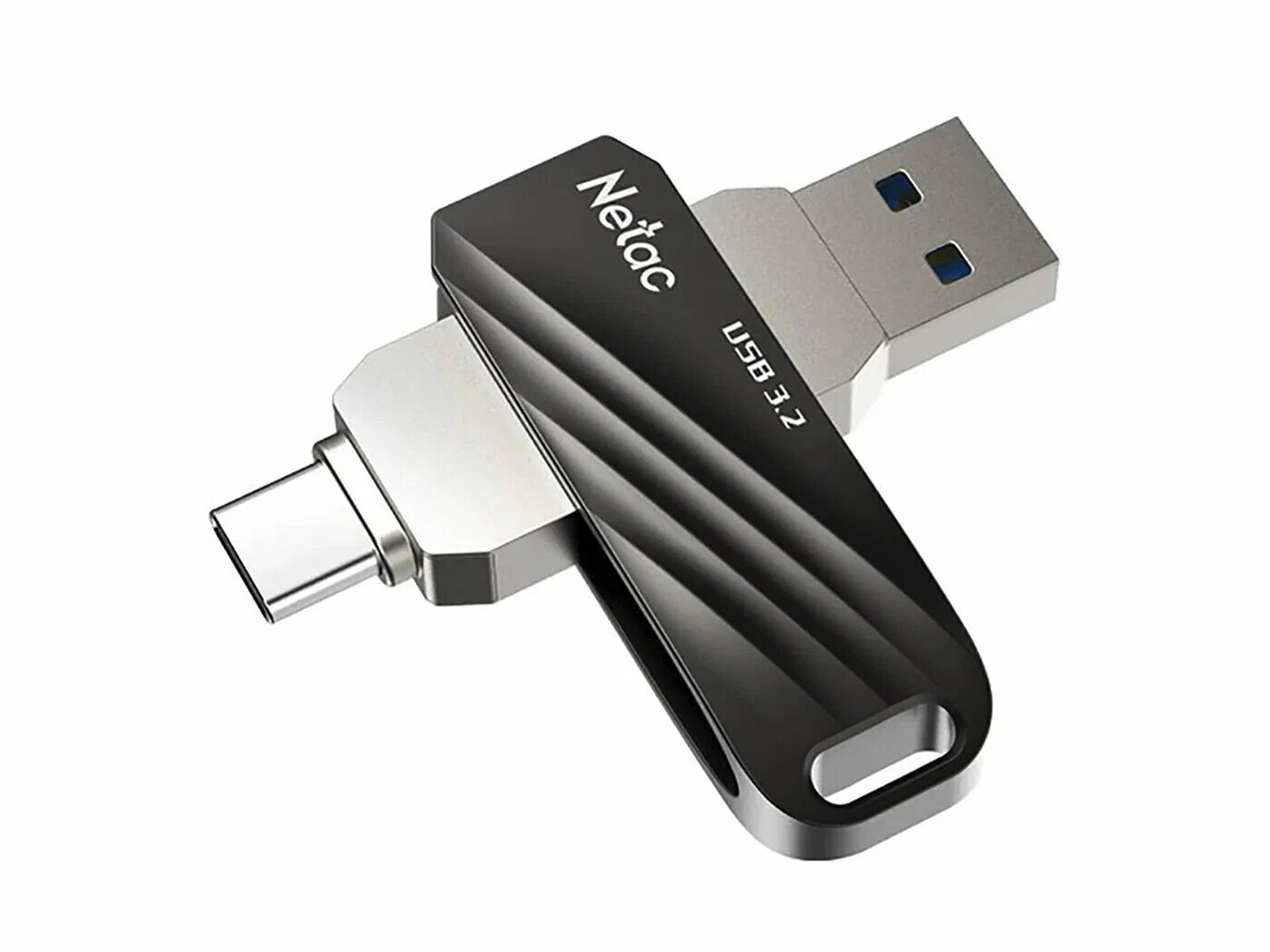Флешка Netac US11, 128 ГБ, USB 3.0 + Type C, черный/серебристый (NT03US11C-128G-32BK)