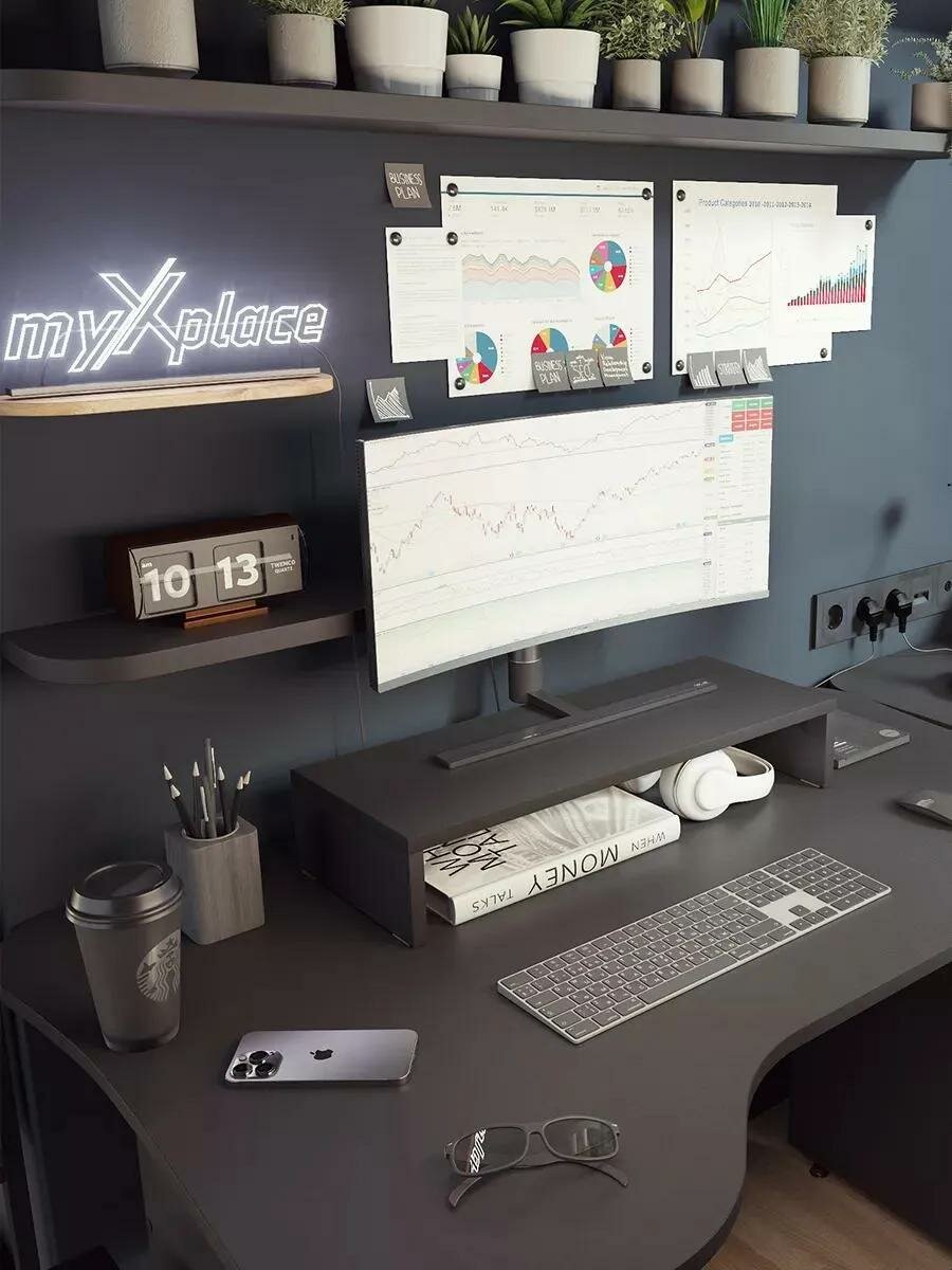 Подставка для монитора Xplace , настольная , Черная , ЛДСП