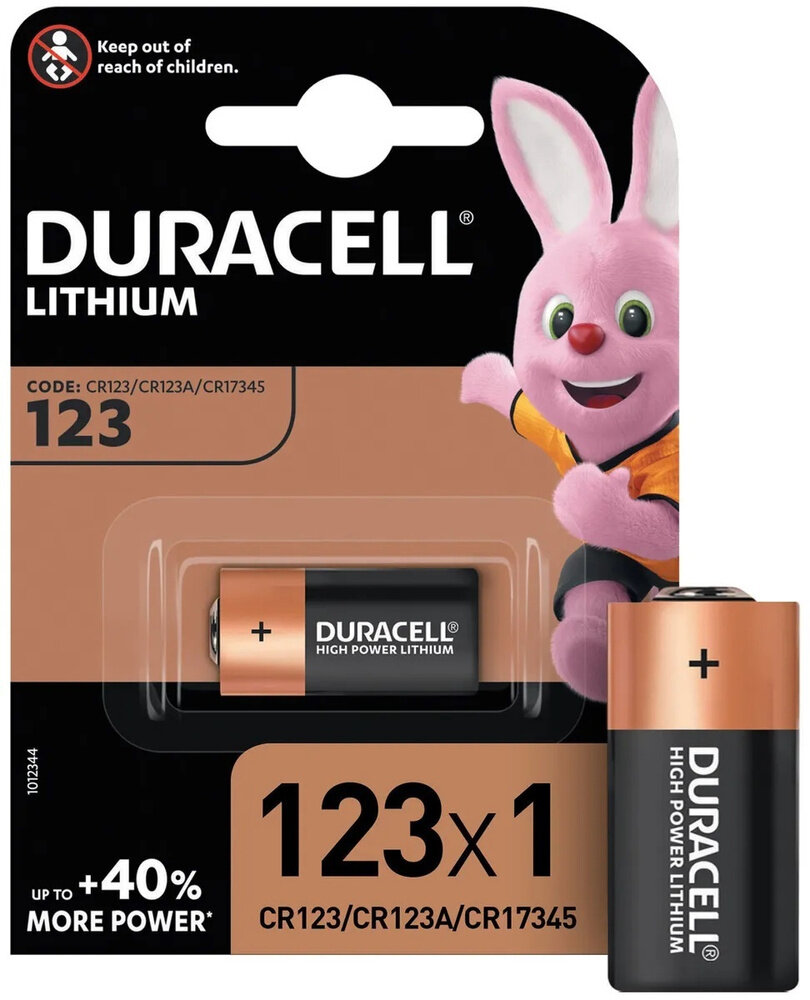 Батарейка DURACELL Lithium CR123 BL1 (1) шт. в блистере, литиевая