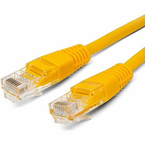 Патч-корд U/UTP 5e кат. 5м Filum FL-U5-C-5M-Y 26AWG (7x0.16 мм), кабель для интернета, чистая медь, PVC, жёлтый