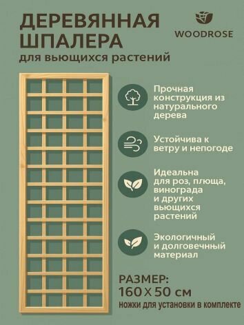 Шпалера для вьющихся растений, деревянная, разер 160 х 50 см, материал дерево сосна.