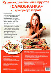 Электросушилка для трав, ягод, овощей и фруктов "Самобранка" с терморегулятором 50х50 см