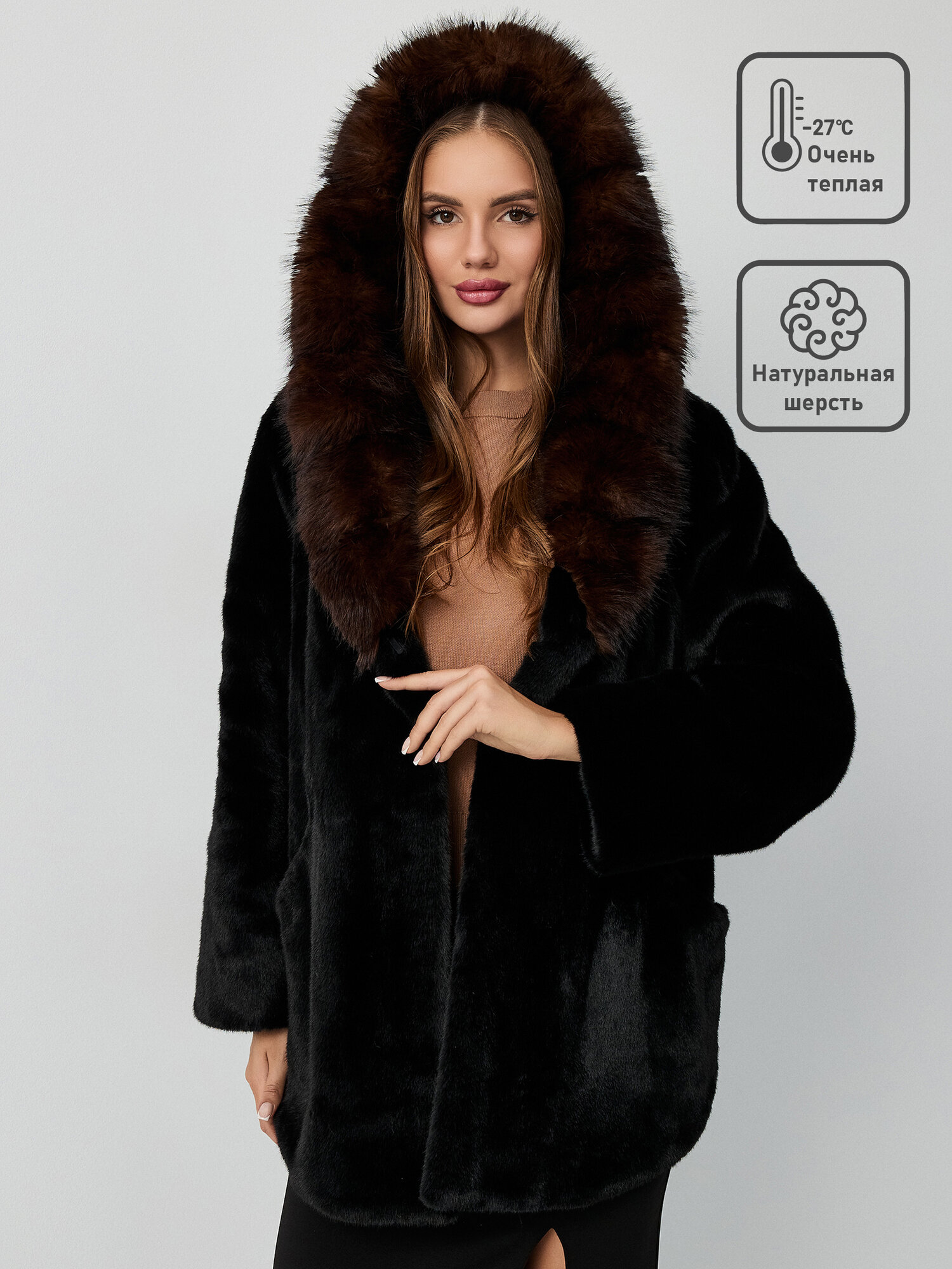 Полушубок, размер 44, черный..